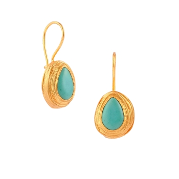 Elegant earring, brass goldplated, Turquoise